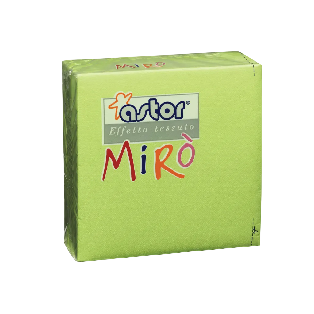 Pz 200 tovaglioli 38 x 38 MIRO' verde chiaro per feste, catering, eventi e cene