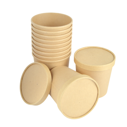 Pz 25 Barattolo per gelato 26 oz in cartone termico + coperchio per asporto