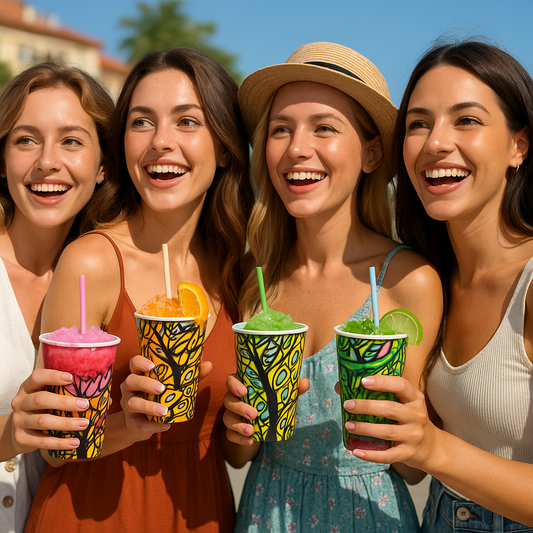 pz 100 bicchiere carta colorato decorato per caffe' 370 ml CELLUCUP