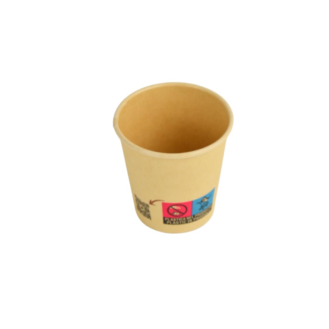 100 vasos de café de papel marrón de 3 oz (80 ml) ideales para café + tapa de papel blanca