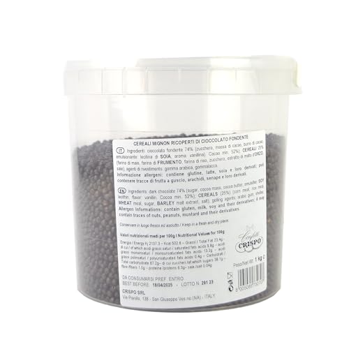 1 kg de cereales mignon recubiertos de chocolate negro para decorar postres, tartas y galletas