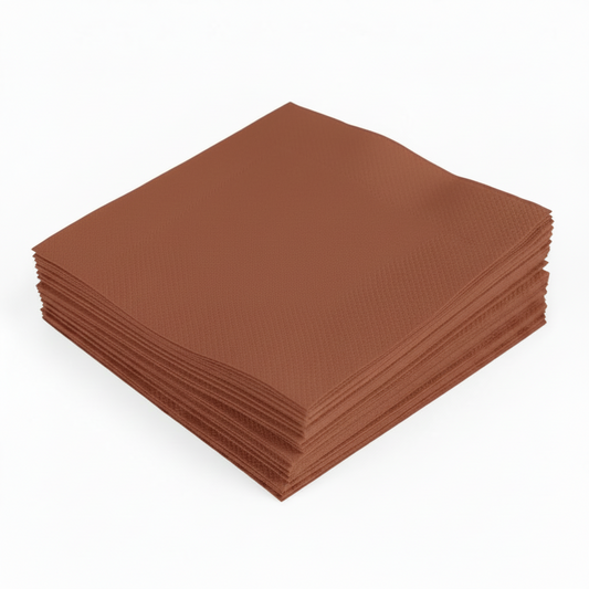 Pz 100 tovaglioli marroni 40x40 in carta a secco per ristoranti, cocktail bar, aperitivi e feste