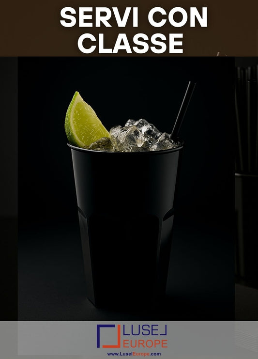 60 bicchieri neri rigidi e resistenti 270cc per cocktail e mojito