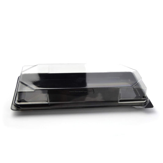 pz 25 vaschetta nera per sushi, sashimi, pesce ideale per l'asporto di circa 8/10 porzioni + coperchio