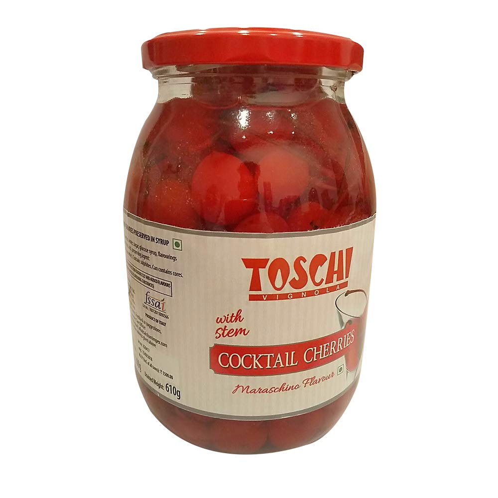 Lucgel Ciliegie Rosse con Gambo Candite allo Sciroppo per Cocktail Toschi - 1,2 Kg -