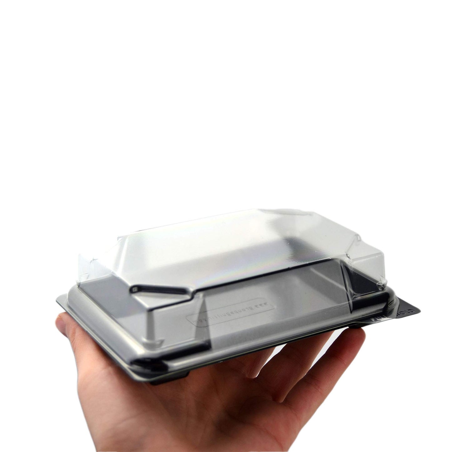 Plateau noir de 25 pièces pour sushi, sashimi, poisson idéal pour emporter d'environ 3/6 portions + couvercle