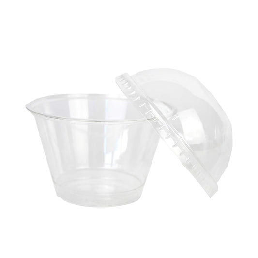 PZ 50 coppette cc 210 di plastica trasparente + coperchio