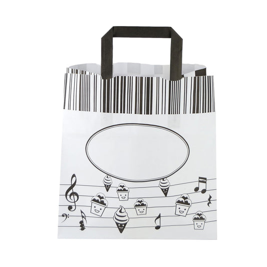 Pz 50 borse con manici in carta bianche con stampa per asporto shopper bag
