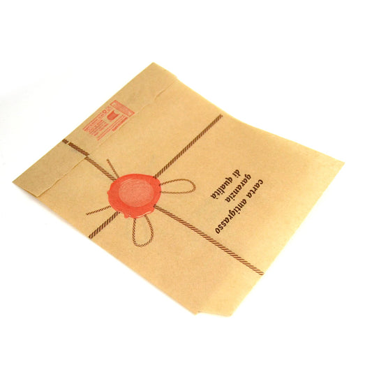 Pz 200 fogli di carta antigrasso aperti da un lato per asporto di alimenti come hamburger, trancio pizza, focaccia, panini