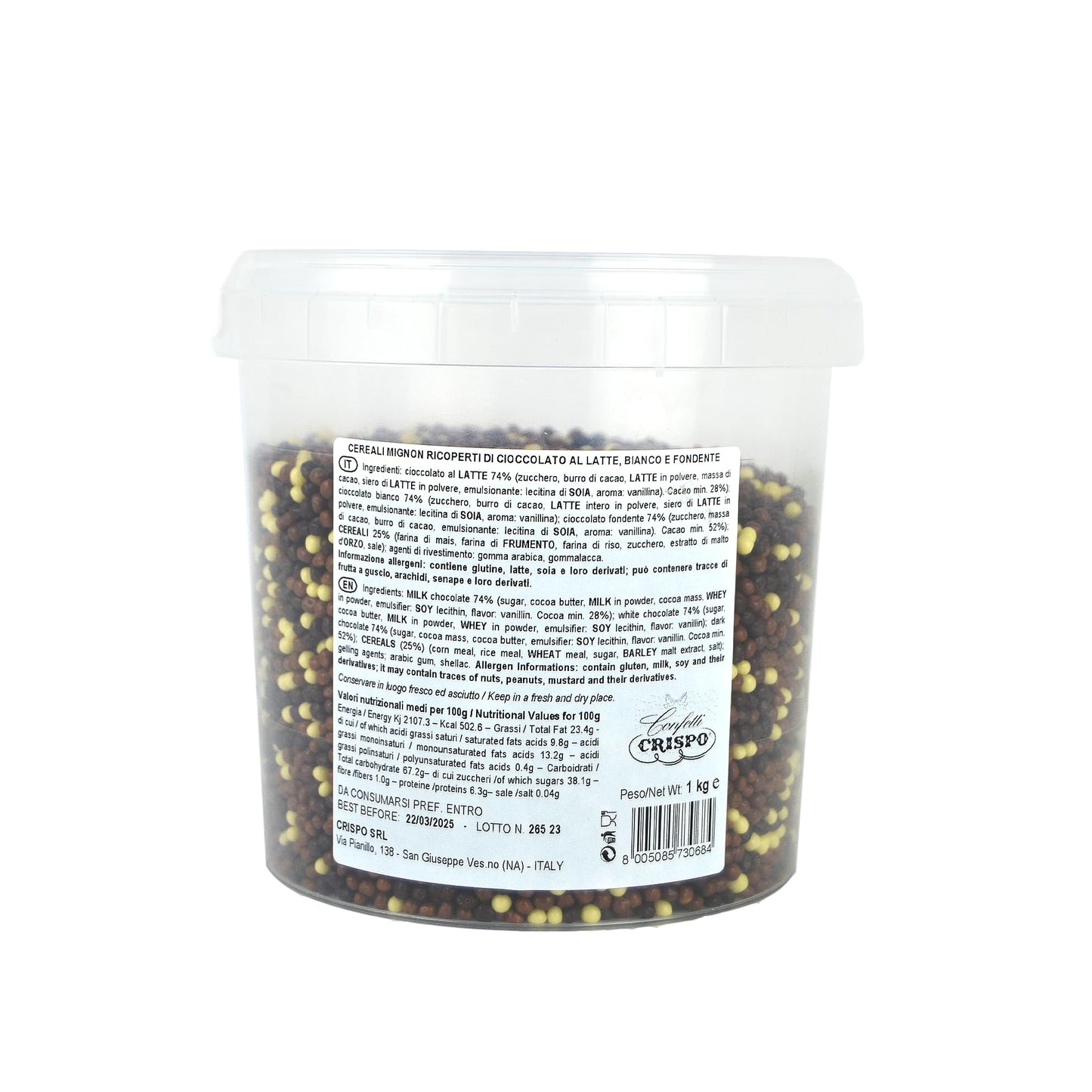 1 kg de céréales mignon enrobées de chocolat au lait, blanc et noir