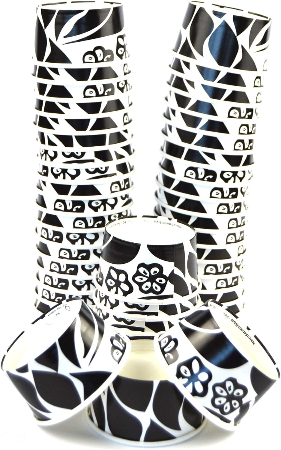 pz 126 coppette cc 80 per gelato in carta fantasia bianco e nero per gelateria CELLUCUP