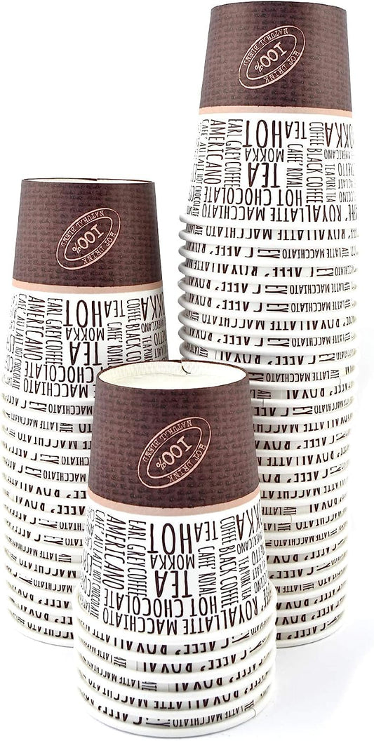 Pz 100 bicchiere 7 oz in carta 200 ml per cappuccino, cioccolata calda