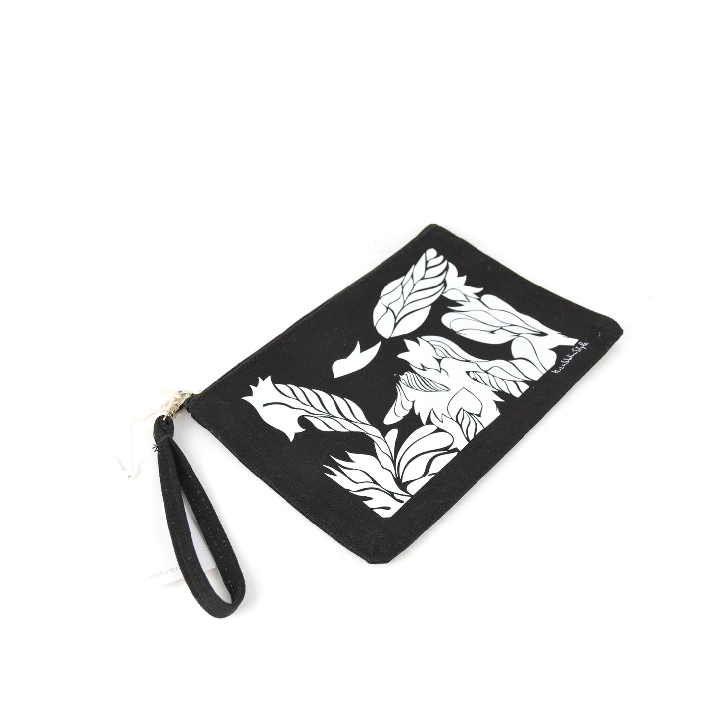 Pochette beauty case borsetta stampa artistica bianco e nero