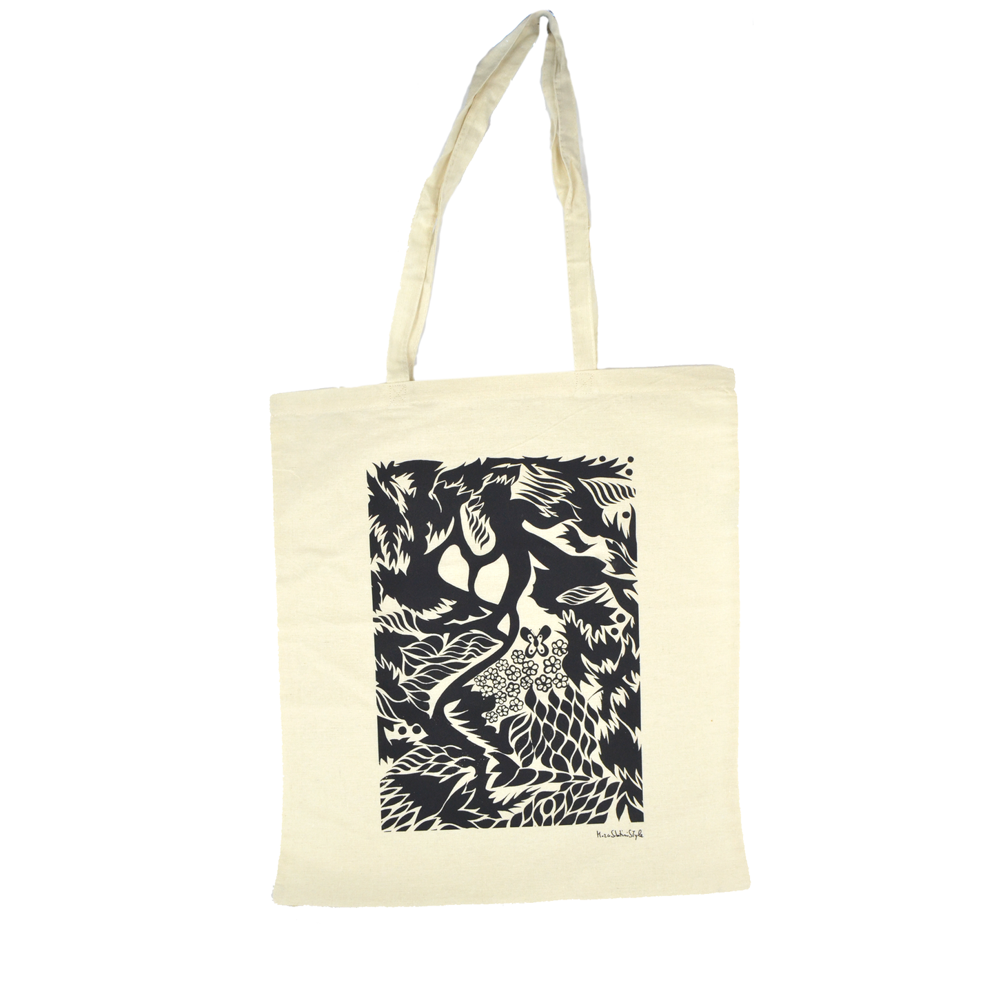 Bolso de tela con asas y estampado artístico