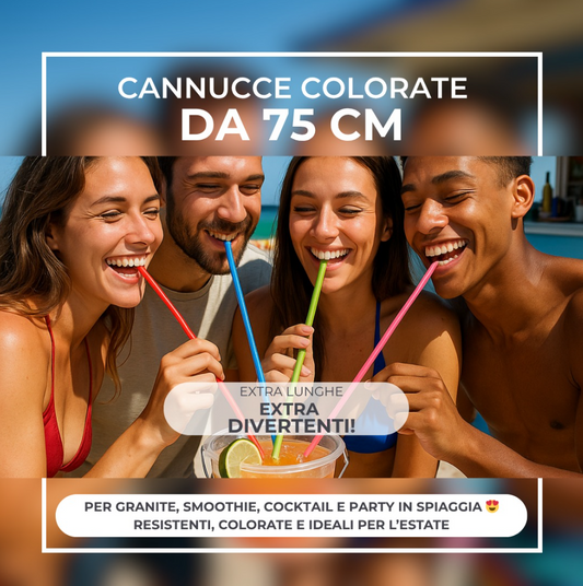 Cannucce BIO-ECO da 75 cm per feste, party,cocktail eventi
