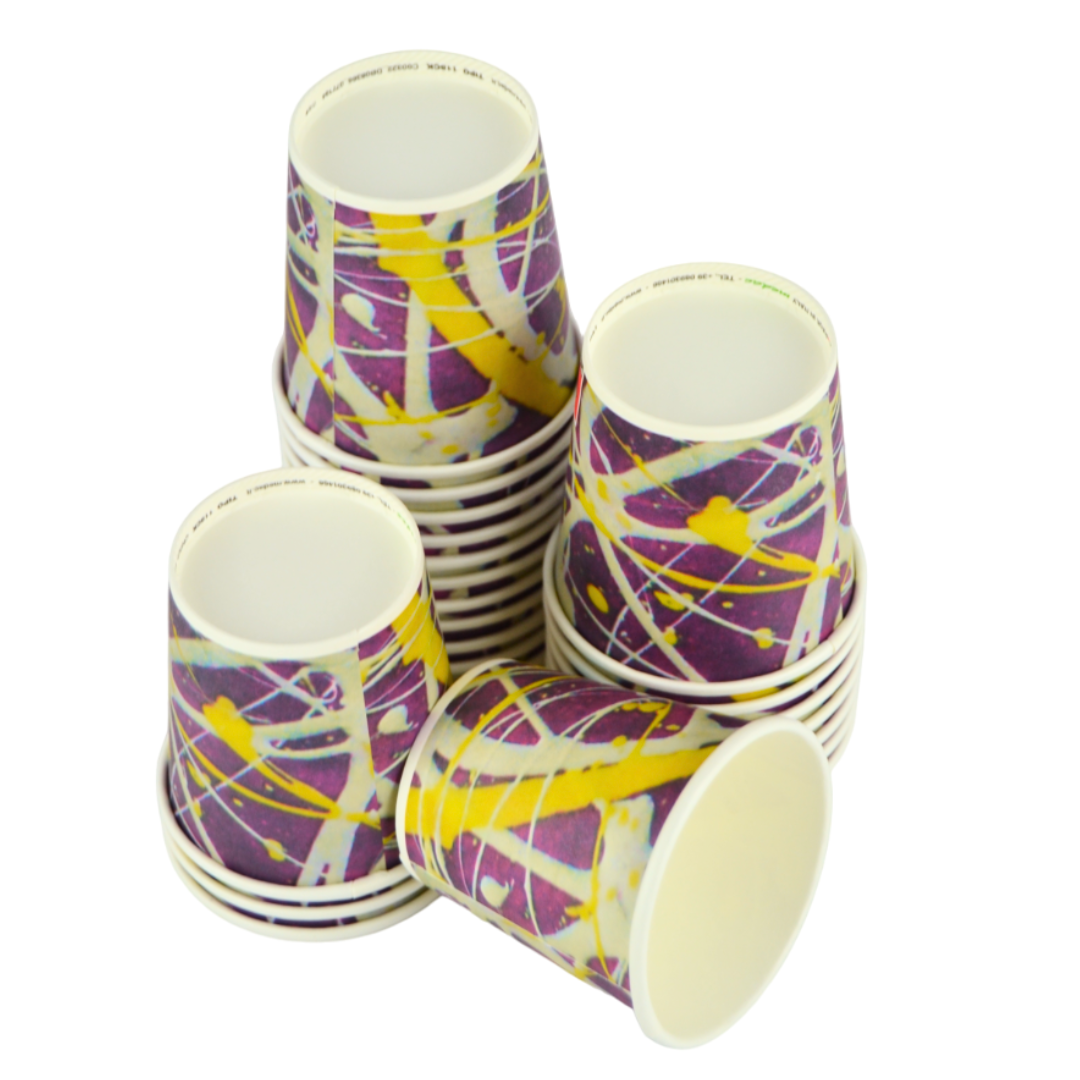 pz 100 vaso de papel colorido de diseño abstracto para café 4oz