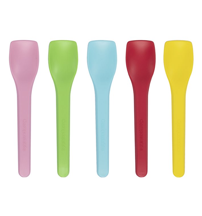 pz 500 palette colorate cm 10 palette per gelato, yogurt e semifreddi spoon cucchiai