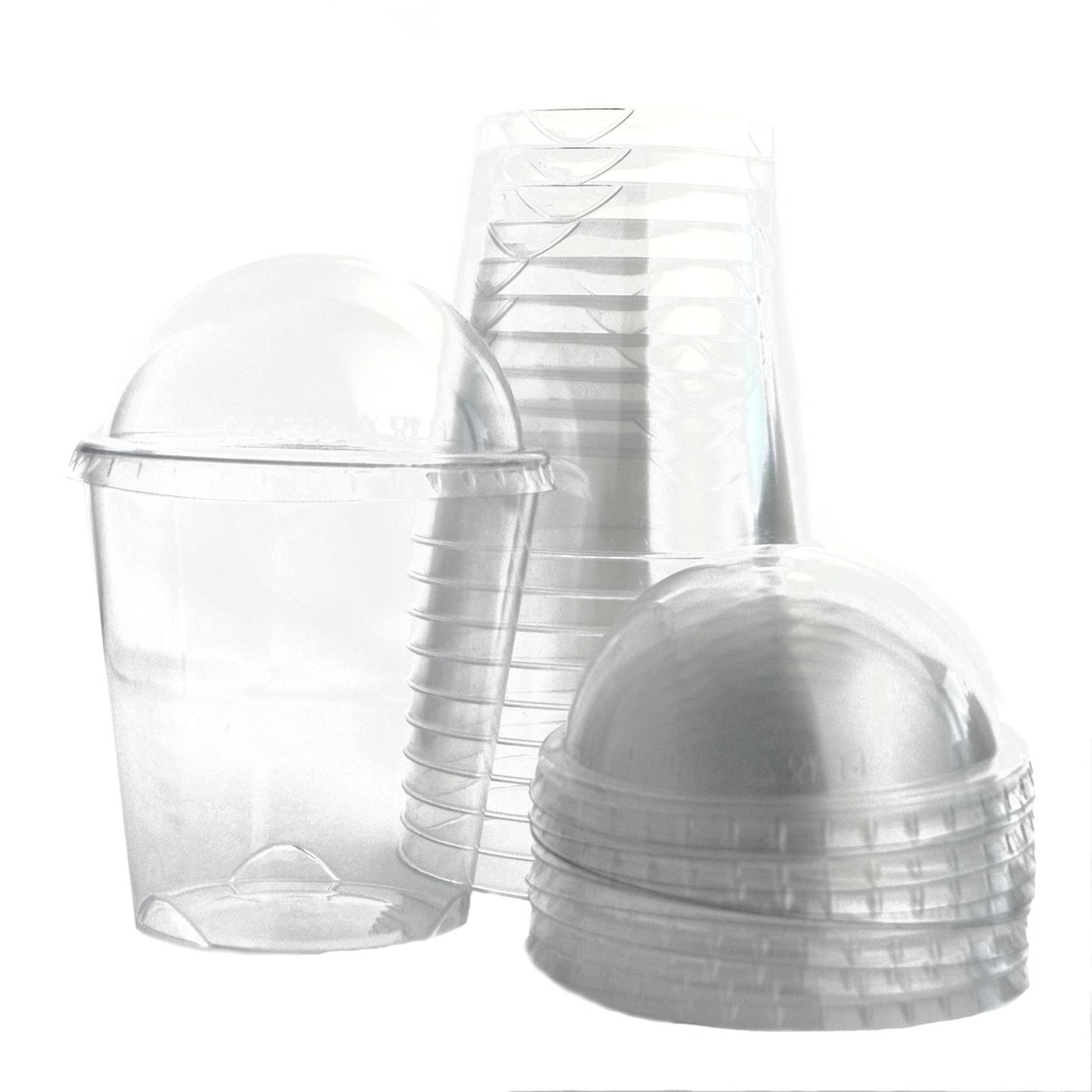 50 verres de 400 cc pour milkshakes, glaces et salades de fruits + couvercle dôme avec trou pour paille