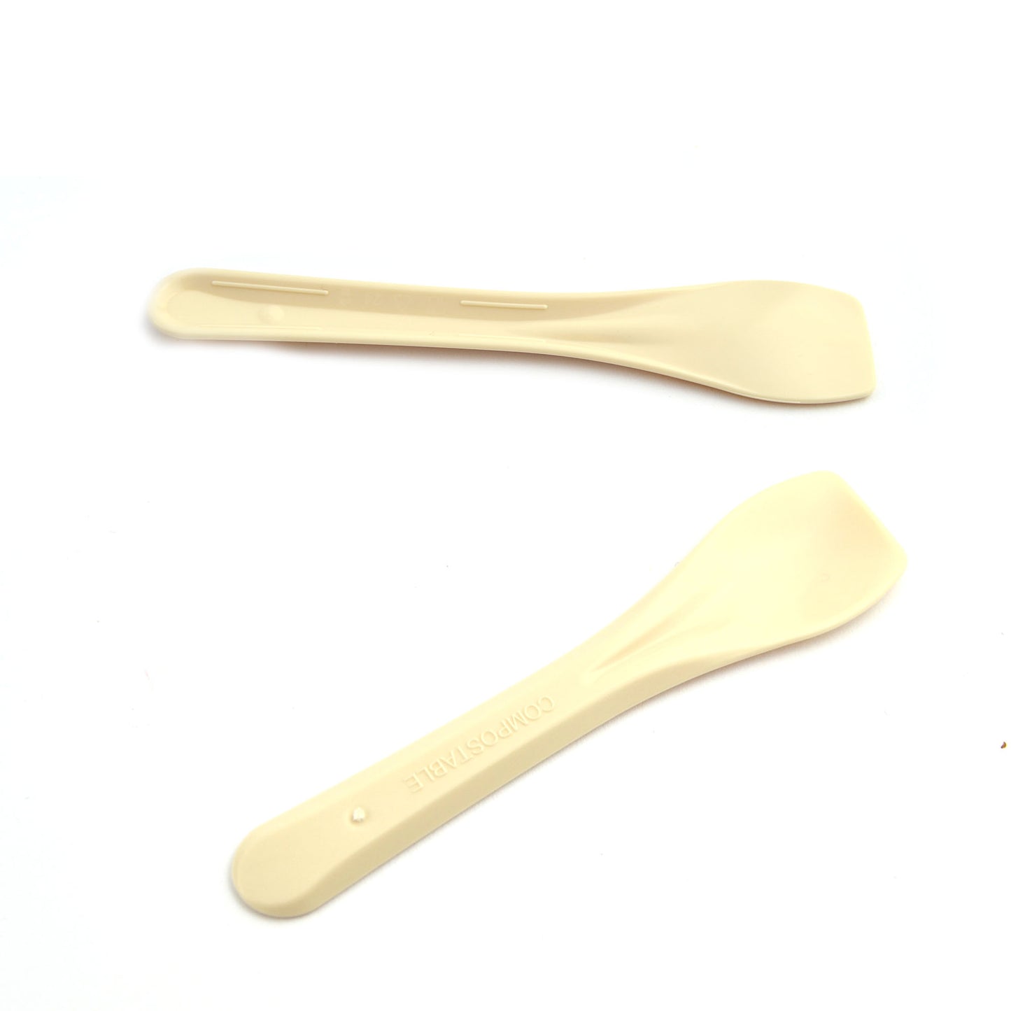 200 cucharillas compostables envueltas en color beige, de 9 cm de largo, ideales para helados, semifríos y yogures.