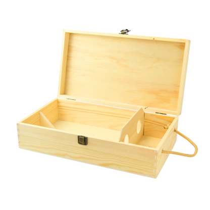 1 scatola porta vino in legno (x 2 bottiglie) cassetta porta bottigliemanico corda