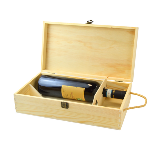 1 scatola porta vino in legno (x 2 bottiglie) cassetta porta bottigliemanico corda