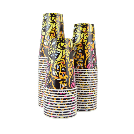 pz 100 bicchiere carta colorato decorato per caffe' 370 ml CELLUCUP
