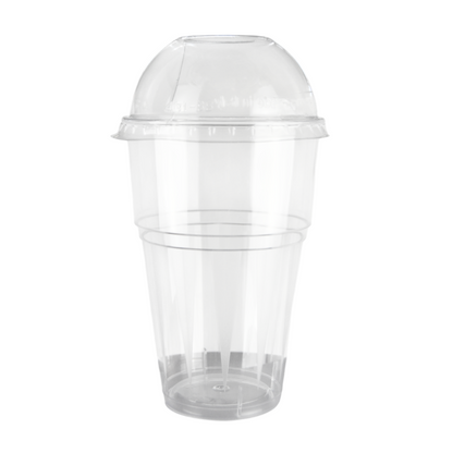 50 pots à milkshake rigides transparents de 500 cc avec couvercles perforés