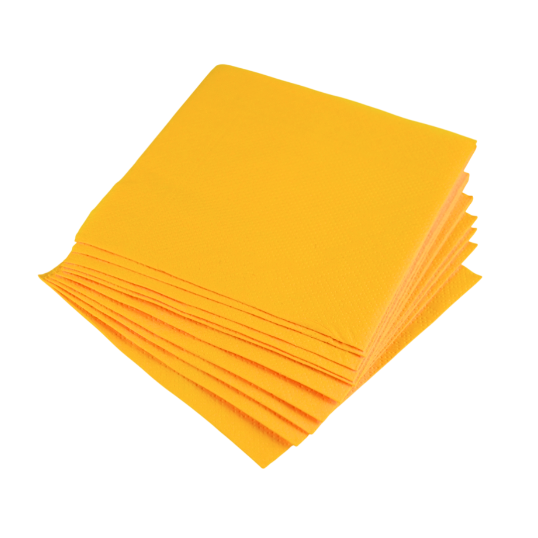 Pz 100 tovaglioli 25x25 in pura cellulosa giallo 2 veli per ristoranti, cocktail bar, aperitivi e feste