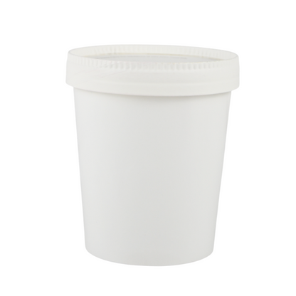 25 uds Tarro de helado de cartón térmico blanco + tapa para llevar
