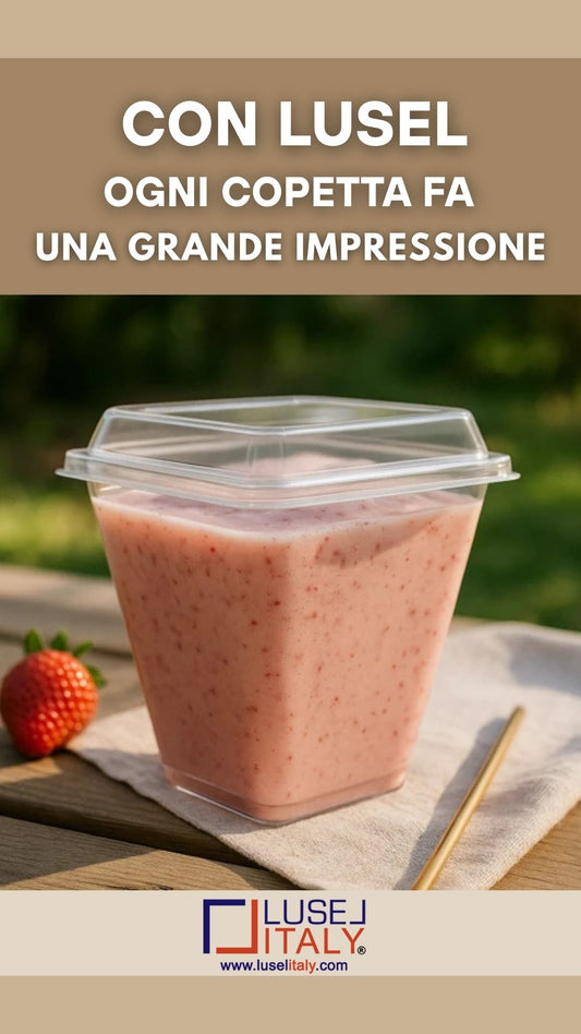 Pz 50 monoporzione forma cubica 150cc per dessert, dolci, mousse + coperchio