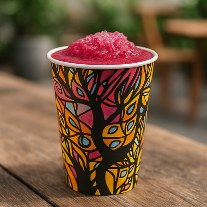 pz 100 vaso 370 ml de color con diseño abstracto