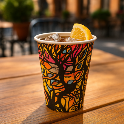 pz 100 vaso 370 ml de color con diseño abstracto