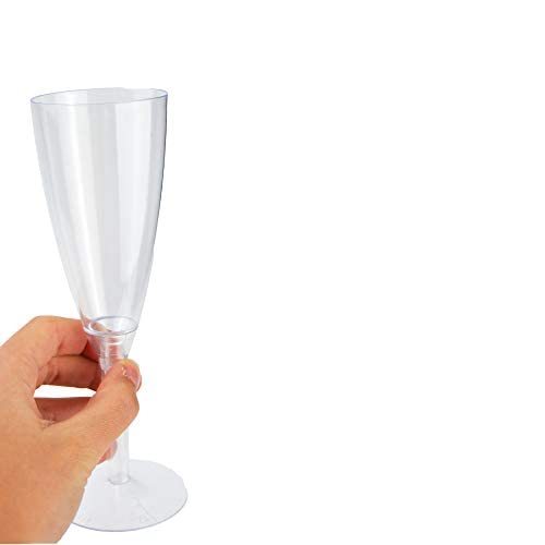 100 flûtes jetables en plastique transparent pour champagne, prosecco et vins mousseux
