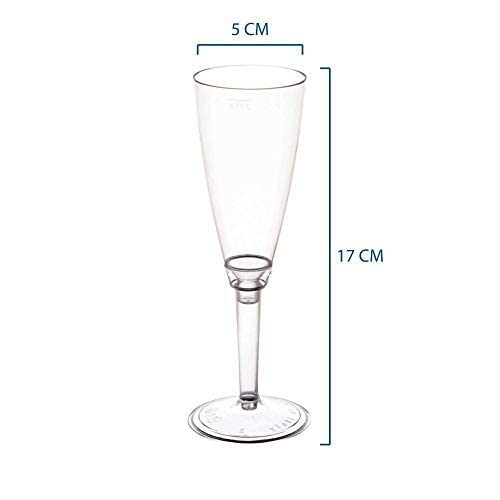 Lot de 100 flûtes à champagne, verres à apéritif à base transparente pour prosecco