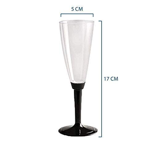 COMBO 50 flûtes + 50 verres à vin/eau à composer base noire idéal pour fêtes, événements, fêtes et apéritifs