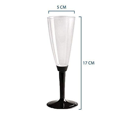 COMBO 50 flûtes + 50 verres à vin/eau à composer base noire idéal pour fêtes, événements, fêtes et apéritifs