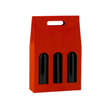 Caja porta botellas (3 botellas) caja bolsa de cartón corrugado para botellas
