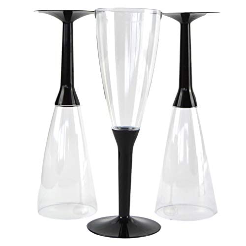 COMBO 50 flûtes + 50 verres à vin/eau à composer base noire idéal pour fêtes, événements, fêtes et apéritifs