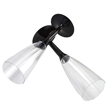 COMBO 50 flûtes + 50 verres à vin/eau à composer base noire idéal pour fêtes, événements, fêtes et apéritifs