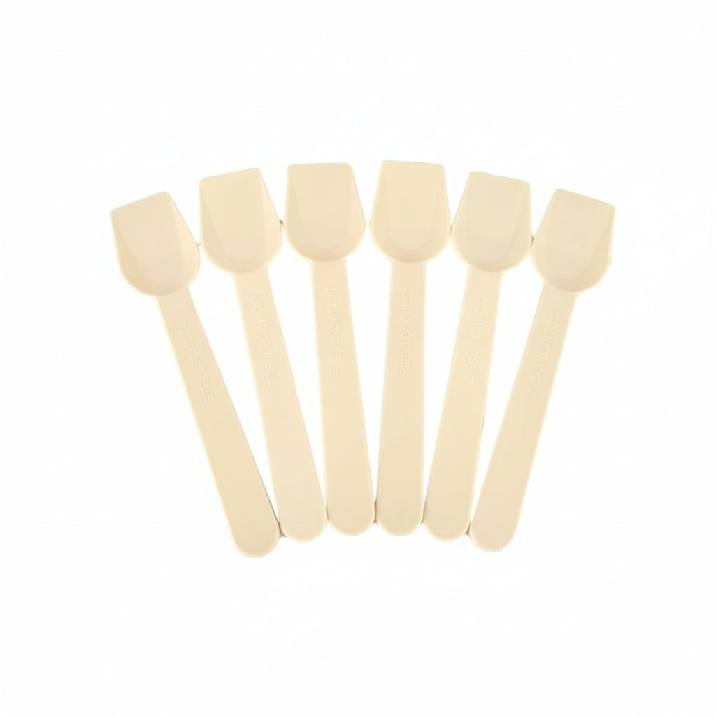 500 uds cucharas compostables beige cm 10 cucharas para helado, yogur y semifrío cucharas