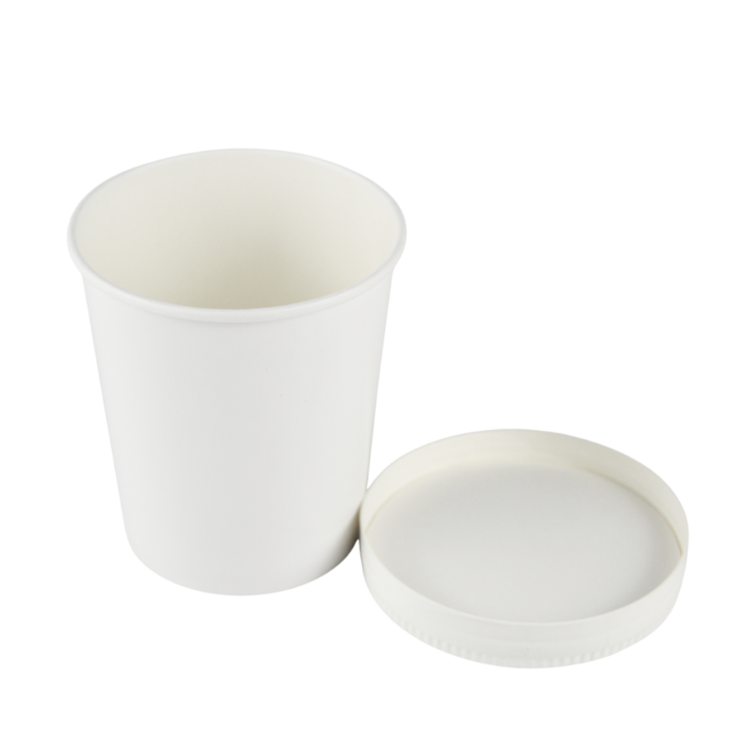 25 uds Tarro de helado de cartón térmico blanco + tapa para llevar