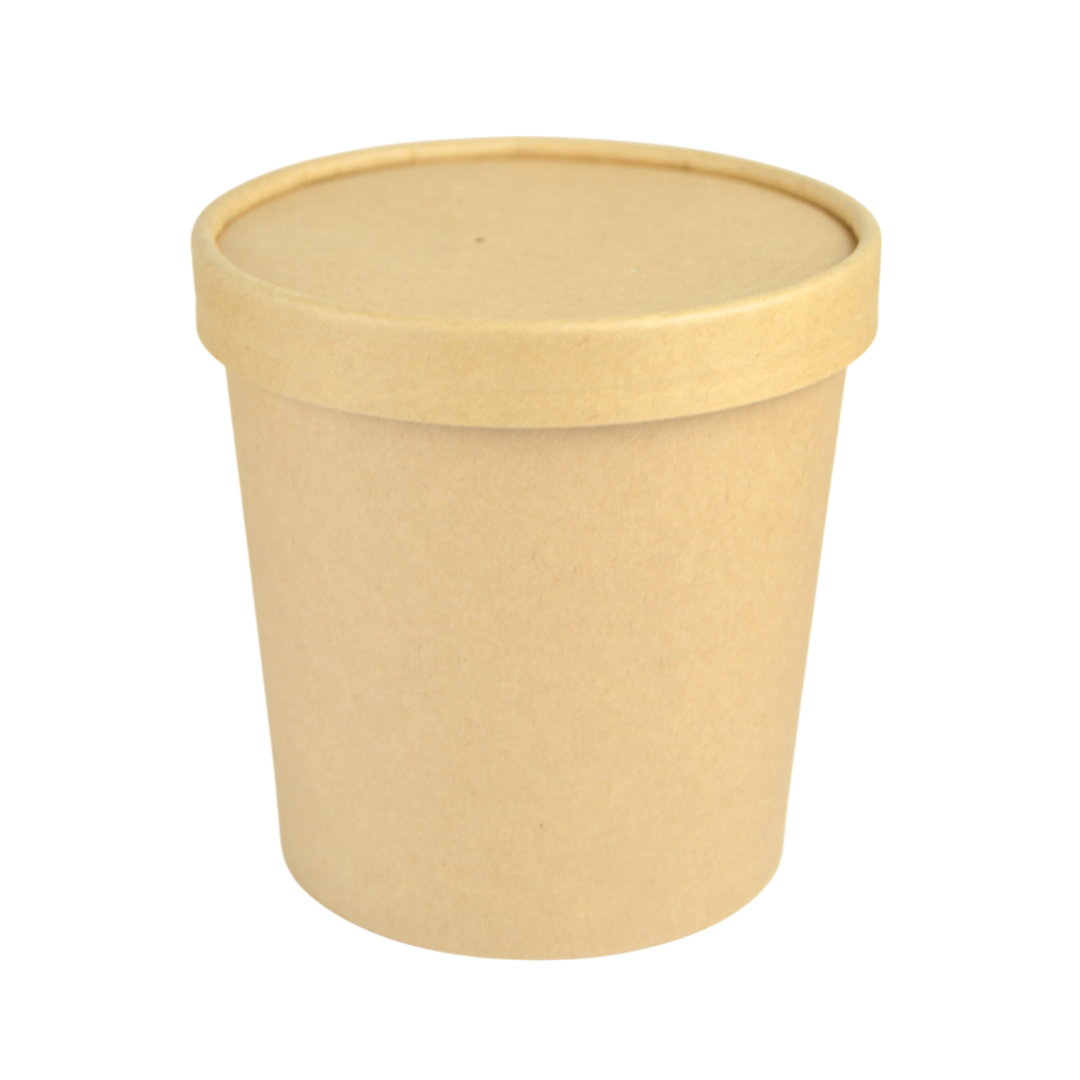 Pz 25 Barattolo per gelato 26 oz in cartone termico + coperchio per asporto