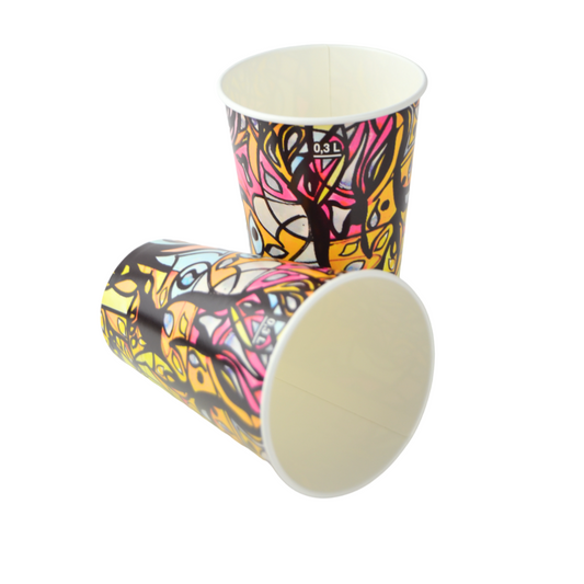 pz 100 bicchiere 370 ml colorato disegno astratto