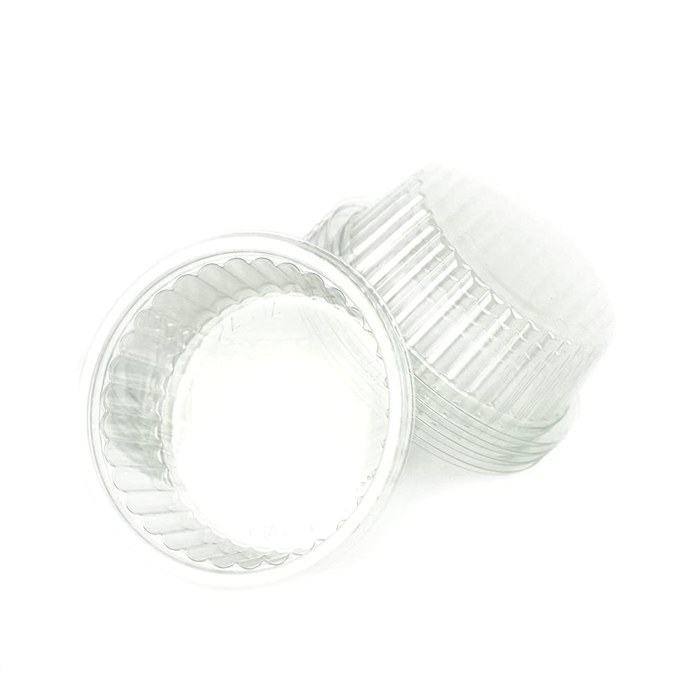 100 bandejas de postre con almíbar, vasitos de papel monodosis para babá y savarin redondo