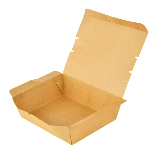 Pz 50 Box in carta kraft marrone per asporto di alimenti come fritture di pesce, verdure, pasta, riso e pollo