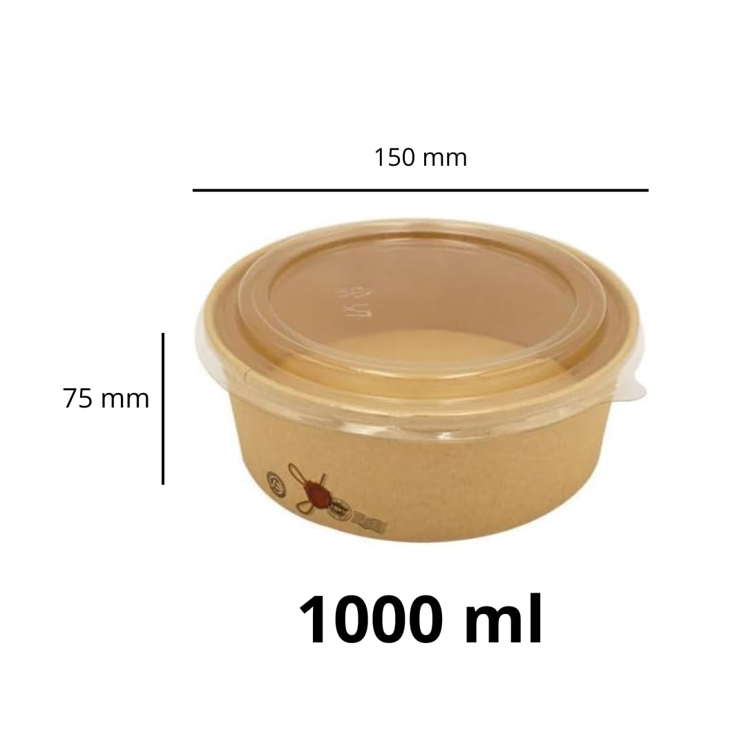 Pz 50 Insalatiera in carta per asporto di alimenti come insalate miste, verdure, riso pollo e pasta