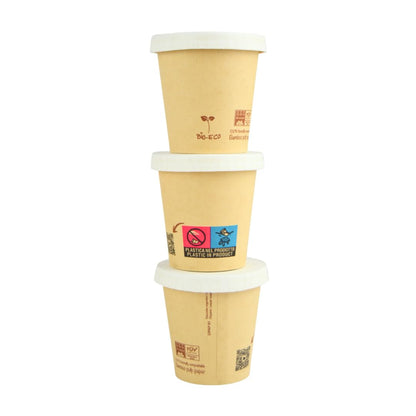 100 vasos de café de papel marrón de 3 oz (80 ml) ideales para café + tapa de papel blanca
