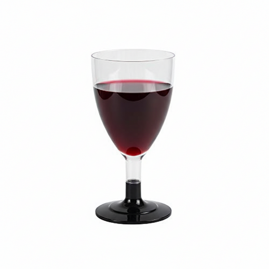 50 flûtes en plastique transparent de 180 cc avec pied noir, idéales pour servir du vin