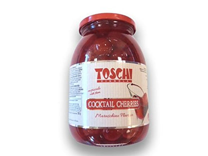 Lucgel Ciliegie Rosse con Gambo Candite allo Sciroppo per Cocktail Toschi - 1,2 Kg -