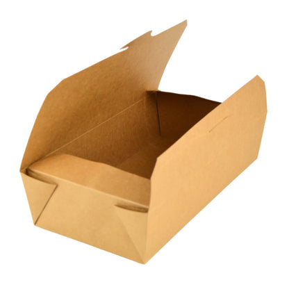 Pz 40 Box in carta kraft marrone per asporto di alimenti come fritture di pesce, verdure, pasta, riso e pollo